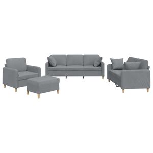 vidaXL sofas&aelig;t 4 dele med puder stof lysegr&aring;
