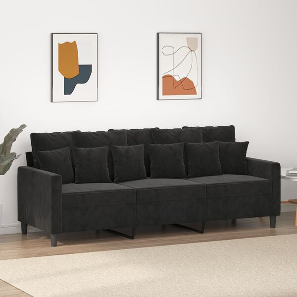 vidaXL 3-personers sofa 180 cm velour sort