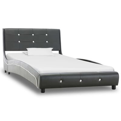 vidaXL seng med madras 90 x 200 cm kunstlæder grå