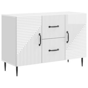 vidaXL Sideboard Hvid h&oslash;jglans 89 x 34,5 x 60 cm Konstrueret tr&aelig;