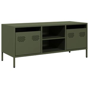 vidaXL tv-bord 101,5x39x43,5 cm koldvalset st&aring;l olivengr&oslash;n