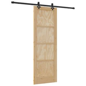 vidaXL Skyded&oslash;r Naturfarvet og sort 73,5 x 211 cm Massivt fyrretr&aelig;