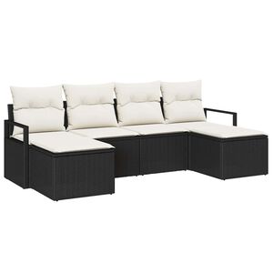 vidaXL Sofa S&aelig;t med pude med opbevaring 6 pcs Sort og Cream polyrattan