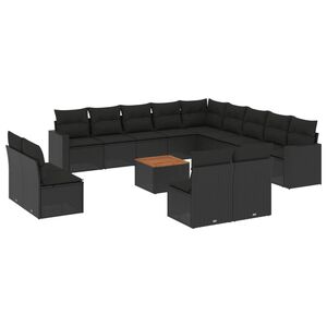 vidaXL sofas&aelig;t til haven 14 dele med hynder polyrattan sort