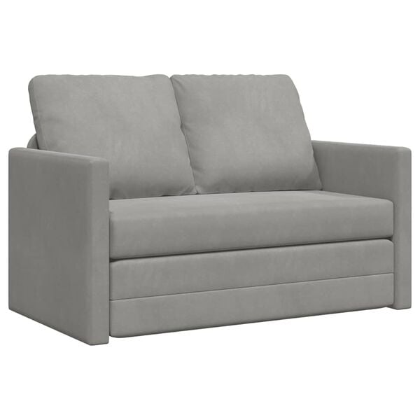 vidaXL 2-i-1 sovesofa 122x204x55 cm velour lysegr&aring;