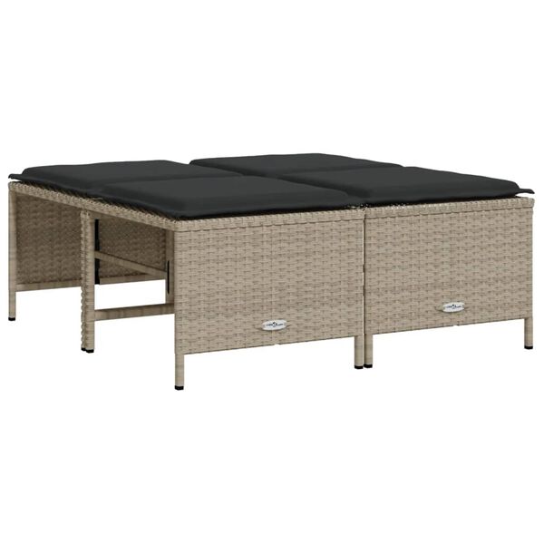 vidaXL sofas&aelig;t 5 dele med hynder polyrattan lysegr&aring;