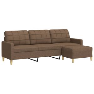vidaXL 3-personers sofa med fodskammel 210 cm stof Brun