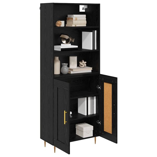 vidaXL Highboard med skuffe Sort eg 69,5 x 34 x 180 cm Konstrueret tr&aelig;