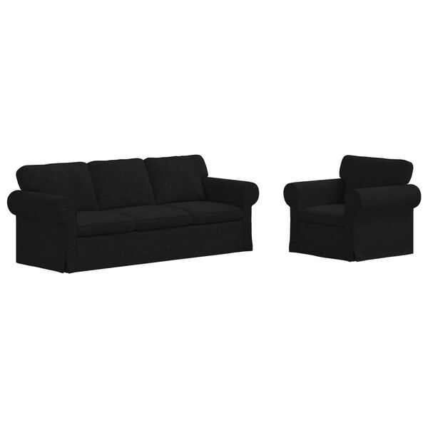 vidaXL Sofa 2 pcs Sort 215 x 82 x 80 cm Stof