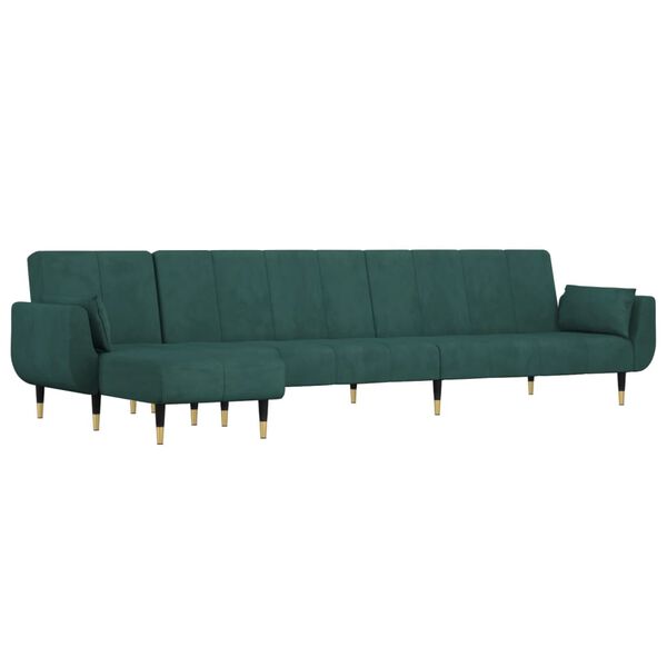vidaXL L-formet sovesofa 275x140x70 cm velour m&oslash;rkegr&oslash;n
