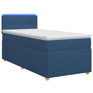 vidaXL Boxmadras med topmadras med hovedg&aelig;rde Bl&aring; 90 x 200 cm Stof