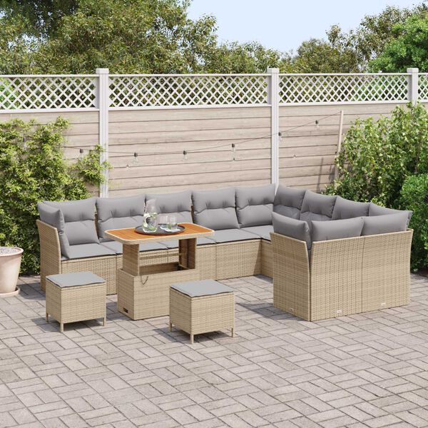 vidaXL Havesofa S&aelig;t 12 pcs Beige polyrattan