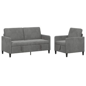 vidaXL Sofa s&aelig;t med opbevaring 2 stk. M&oslash;rkegr&aring; Polyester