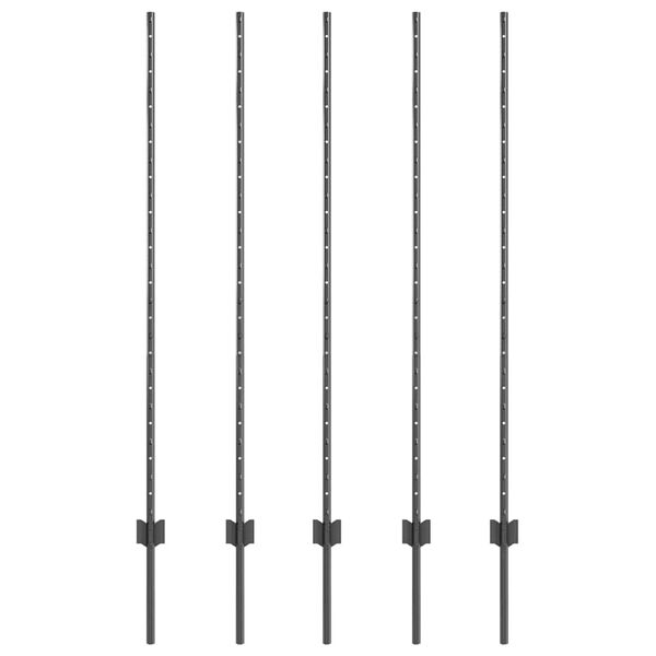 vidaXL Hegnsp&aelig;l 5 pcs Gr&aring; 140 cm St&aring;l