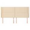 vidaXL sengegavl med kanter 163x23x118/128 cm stof cremefarvet
