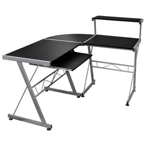 vidaXL computerbord til hj&oslash;rne 132x112x99 cm konstrueret tr&aelig; sort