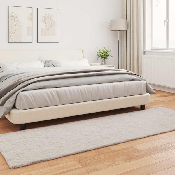 vidaXL Faux Kanin Pels Tæppe Olite Beige 80 x 250 cm Polyester