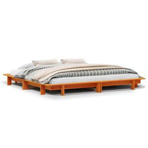 vidaXL sengeramme uden madras 180x200 cm massivt fyrretr&aelig; gyldenbrun