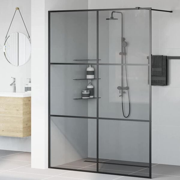 vidaXL Walk-in brusev&aelig;g Sort 140 x 195 cm h&aelig;rdet glas