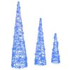 vidaXL Juletræ med 90 LED'er 3 pcs Blå 20 x 20 x 80 cm Akryl