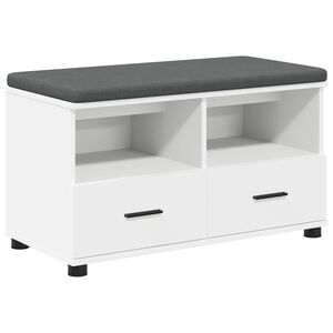 vidaXL Hallb&aelig;nk Hvid 80 x 38 x 46 cm Kunstigt tr&aelig; og stof