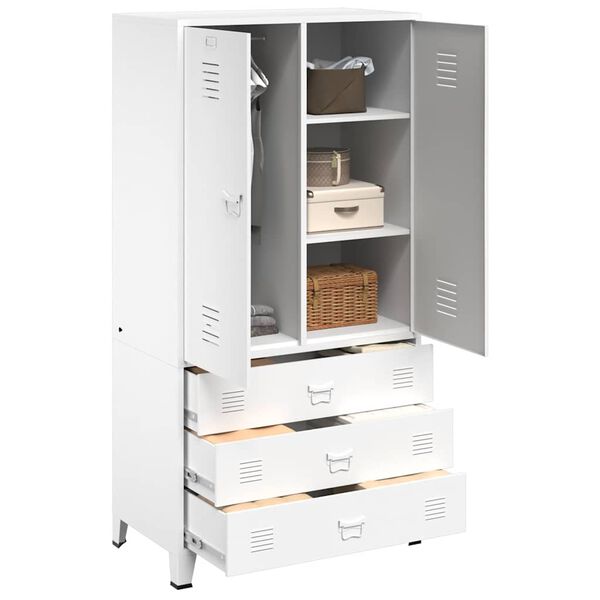 vidaXL industrielt kl&aelig;deskab 90x50x180 cm metal hvid