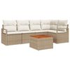 vidaXL Havesofa S&aelig;t med pude 6 pcs Beige polyrattan
