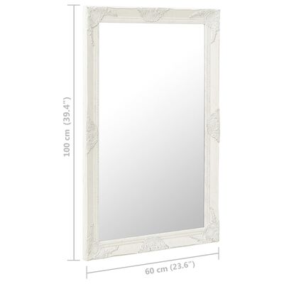 vidaXL vægspejl barokstil 60x100 cm hvid