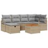 vidaXL Havesofa Sæt med pude med opbevaring 7 pcs Beige Poly rattan