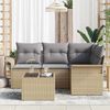 vidaXL Havesofa S&aelig;t med pude 5 pcs Beige polyrattan