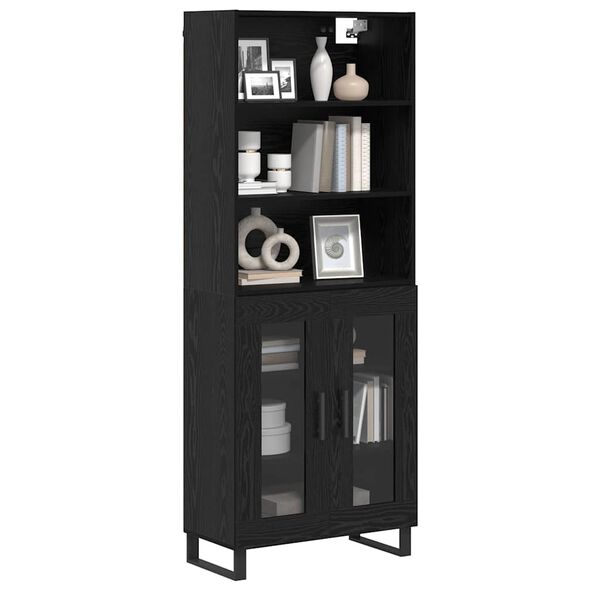 vidaXL Highboard Sort eg 69,5 x 34 x 180 cm Konstrueret tr&aelig;