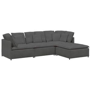 vidaXL modulsofa med fodskammel og hynder f&oslash;jlsstof m&oslash;rkegr&aring;