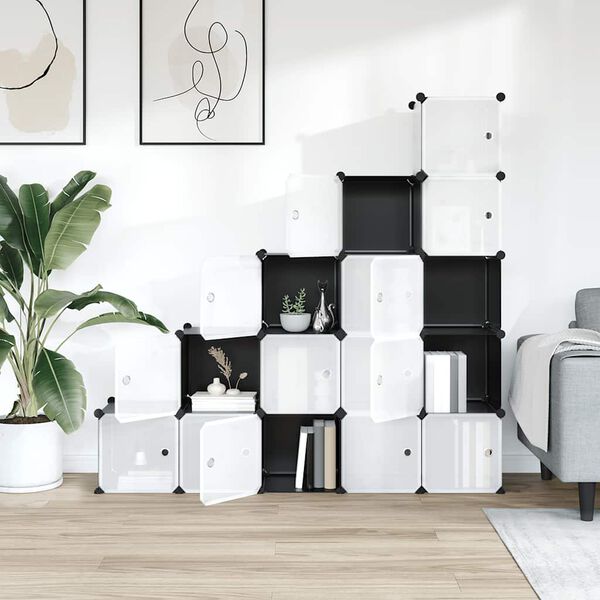 vidaXL kubeformede opbevaringskasser 15 stk. med l&aring;ger PP sort