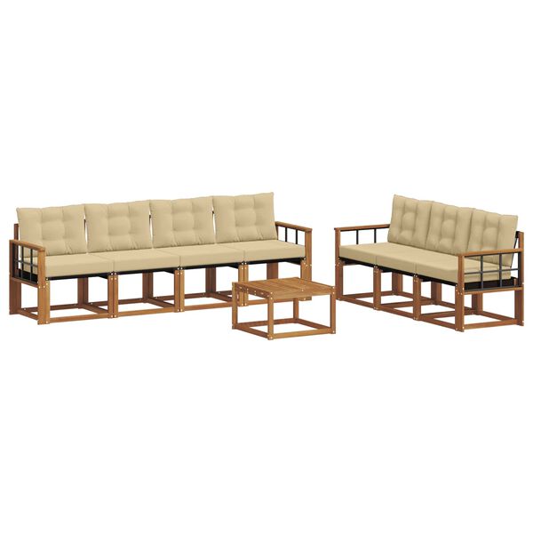 vidaXL Udend&oslash;rs sofagruppe med pude 8 pcs Naturlig og Beige