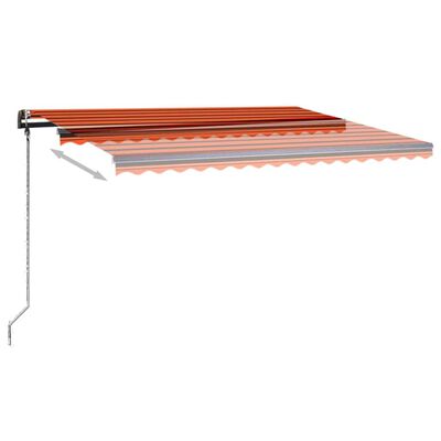 vidaXL markise med LED-lys 4x3,5 m manuel betjening orange og brun