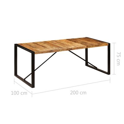 vidaXL spisebord 200 x 100 x 75 cm massivt mangotræ