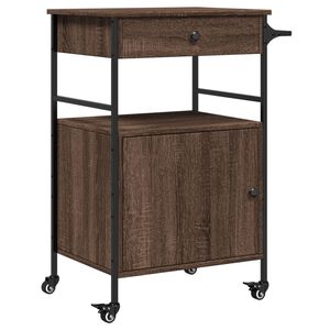 vidaXL k&oslash;kkenvogn 56x43x89,5 cm konstrueret tr&aelig; brun egetr&aelig;sfarve