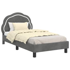 vidaXL Børnesengestel med hovedgærde Mørkegrå 80 x 160 cm Fløjl