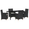 vidaXL Have Spisebordss&aelig;t 5 pcs Sort polyrattan