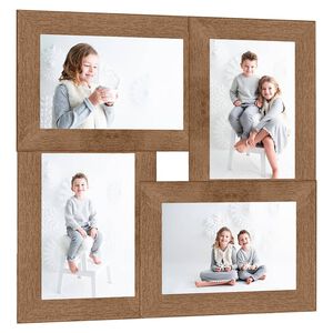 vidaXL billedramme til 4x(10x15 cm) billeder MDF lysebrun