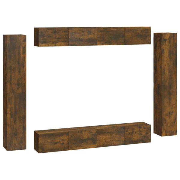 vidaXL tv-skabe 8 stk. konstrueret tr&aelig; r&oslash;get egetr&aelig;sfarve