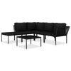 vidaXL lounges&aelig;t 6 dele med hynder PVC sort