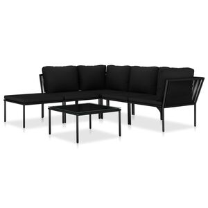 vidaXL lounges&aelig;t 6 dele med hynder PVC sort