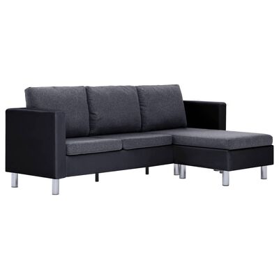vidaXL 3-personers sofa med hynder kunstlæder sort