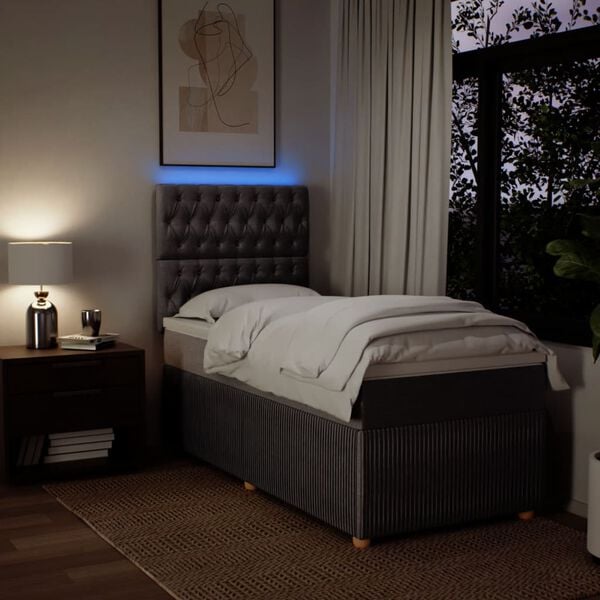 vidaXL kontinentalseng med madras 90x200 cm stof gr&aring;brun