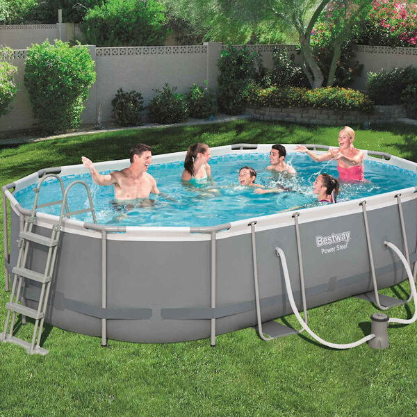 Bestway Power Steel swimmingpools&aelig;t 488x305x107 cm oval 56448