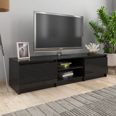 vidaXL tv-bord 140x40x35,5 cm konstrueret træ sort højglans