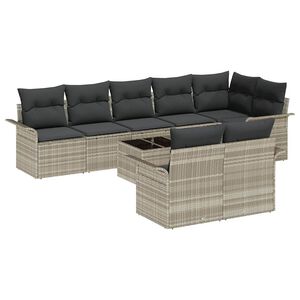 vidaXL Havesofa S&aelig;t med pude 9 pcs Lysegr&aring; Poly rattan