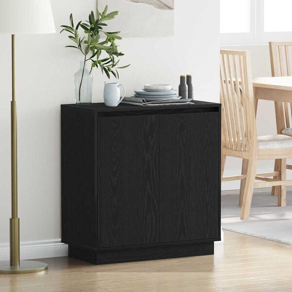 vidaXL Sideboard med hylde Sort eg 71 x 34.5 x 75 cm Konstrueret tr&aelig;