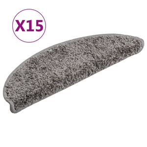 vidaXL trappem&aring;tter 15 stk. 56x17x3 cm gr&aring; halvrunde